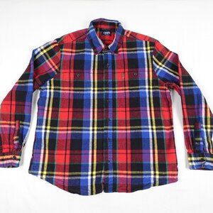 CHAPS Thick Cotton Plaid Shirt Men's Large - XL Heavyweight Flannel Button Up
